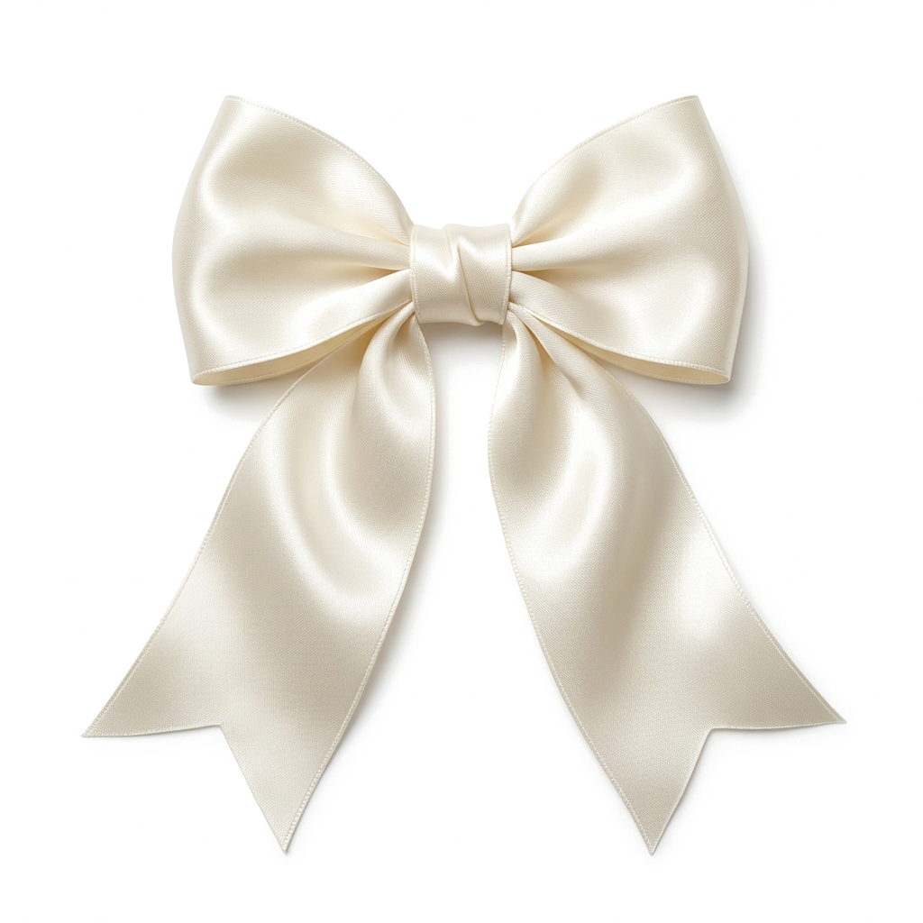 Cream Satin Silk Bow